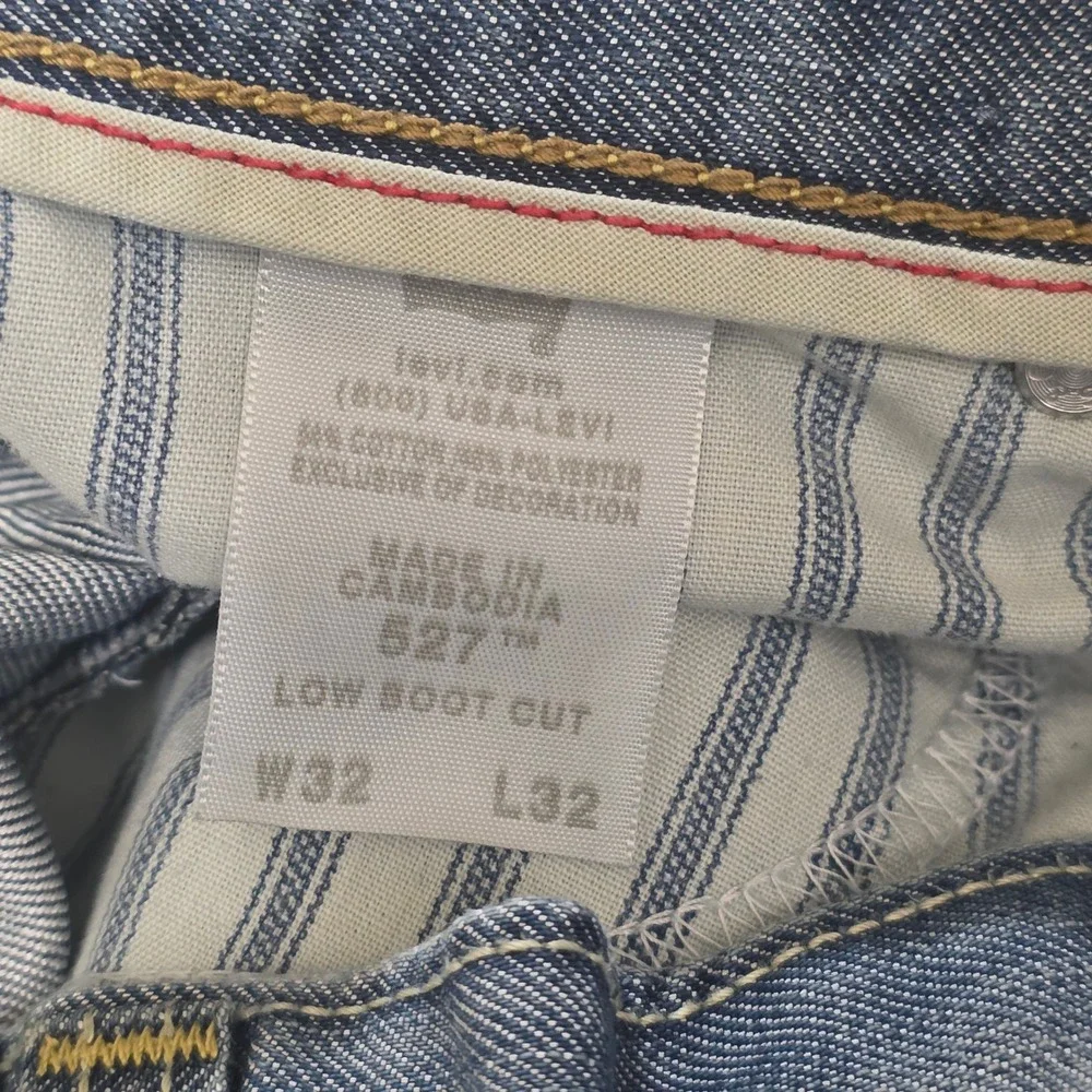 VTG Levis 527 Jeans Mens 32x32 Blue Denim Low Boot Cut  Flap Pocket Grunge Y2K